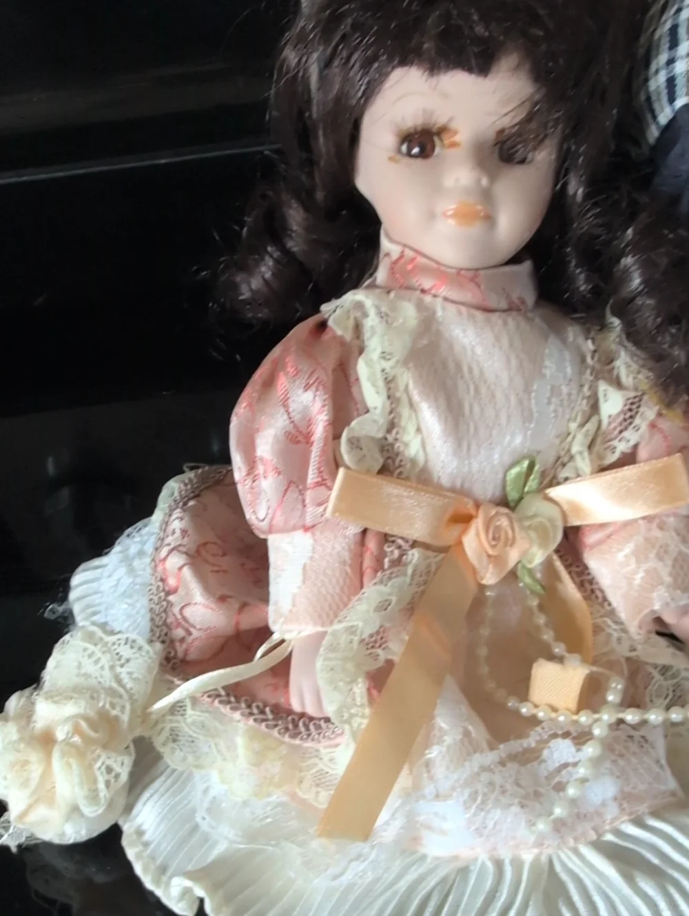 Porcelain Doll Set - Assorted Plaid and Pink Dolls